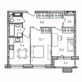 Квартира 48,6 м², 2-комнатная - изображение 1