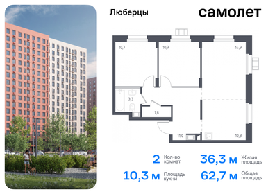 Квартира 63,3 м², 2-комнатные - изображение 1