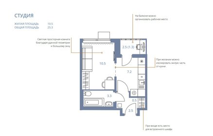 Квартира 25,1 м², 1-комнатная - изображение 1