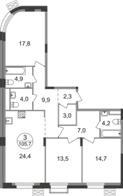 Квартира 105,7 м², 3-комнатная - изображение 1