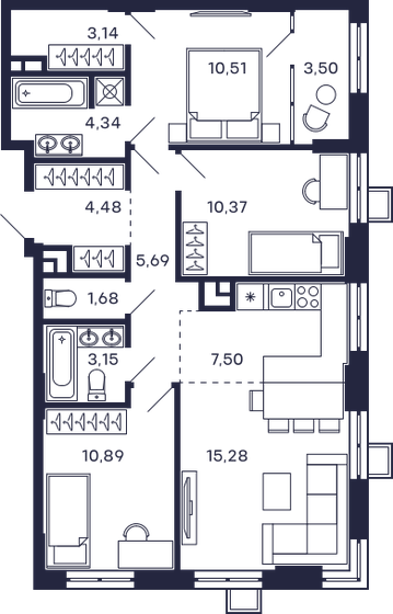 144 м², 3-комнатная квартира 27 500 000 ₽ - изображение 39