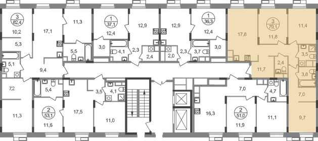 Квартира 79,1 м², 3-комнатная - изображение 2