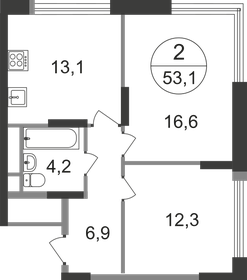 Квартира 53,1 м², 2-комнатная - изображение 1