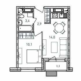 Квартира 31,5 м², 1-комнатная - изображение 1