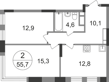 Квартира 55,7 м², 2-комнатная - изображение 1