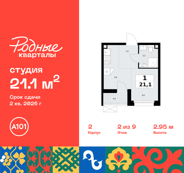 21,1 м², квартира-студия 5 870 849 ₽ - изображение 1