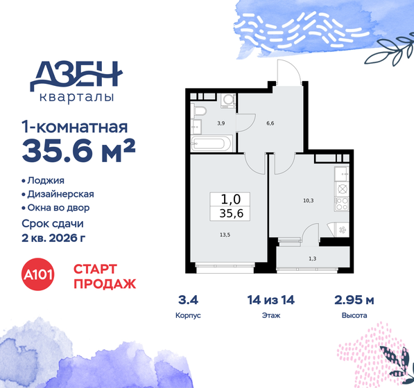 34,5 м², 1-комнатная квартира 11 500 000 ₽ - изображение 49