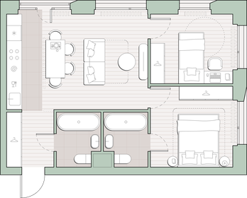 Квартира 53,8 м², 2-комнатная - изображение 1