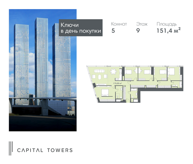 151,4 м², 5-комнатная квартира 189 250 000 ₽ - изображение 1