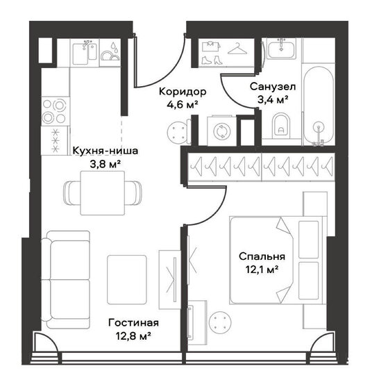 23,8 м², апартаменты-студия 27 000 000 ₽ - изображение 132