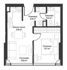 Квартира 36,7 м², 1-комнатная - изображение 2