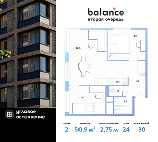 Квартира 50,9 м², 2-комнатная - изображение 1