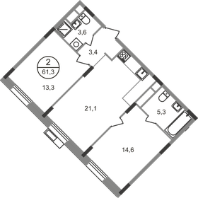 Квартира 61,3 м², 2-комнатная - изображение 1