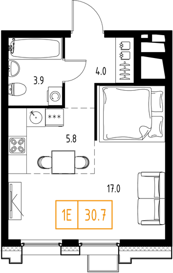 30,7 м², 1-комнатная квартира 11 352 215 ₽ - изображение 27