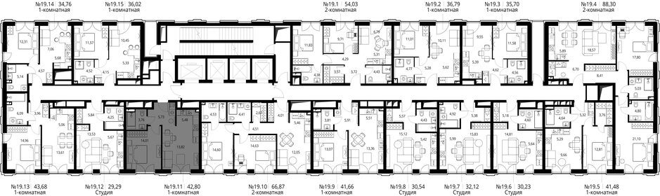 Квартира 42,8 м², 1-комнатная - изображение 2