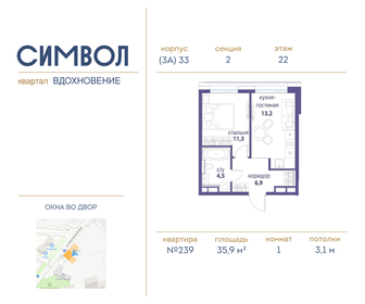 Квартира 35,9 м², 1-комнатная - изображение 1