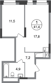 Квартира 41,4 м², 1-комнатная - изображение 1