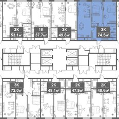 Квартира 74,5 м², 3-комнатные - изображение 2