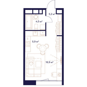 Квартира 32,5 м², студия - изображение 1