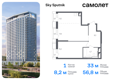 Квартира 56,8 м², 1-комнатные - изображение 1