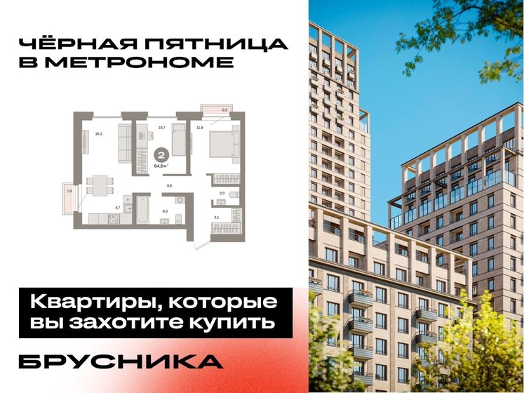 64,8 м², 2-комнатная квартира 21 170 000 ₽ - изображение 1