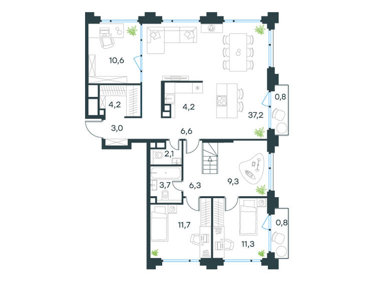 116,6 м², апартаменты-студия 61 798 000 ₽ - изображение 141