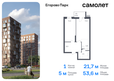 Квартира 53,6 м², 1-комнатная - изображение 1