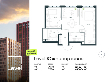 Квартира 56,5 м², 3-комнатная - изображение 1