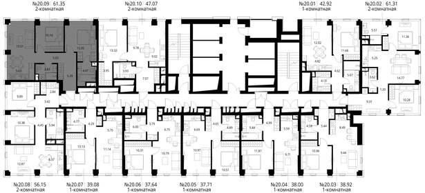 Квартира 61,4 м², 2-комнатная - изображение 2