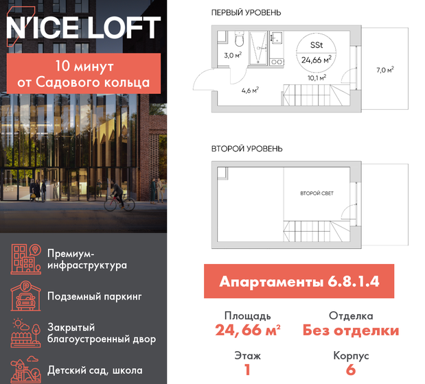 24,7 м², апартаменты-студия 9 007 242 ₽ - изображение 1