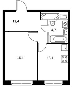 Квартира 45,1 м², 1-комнатная - изображение 1