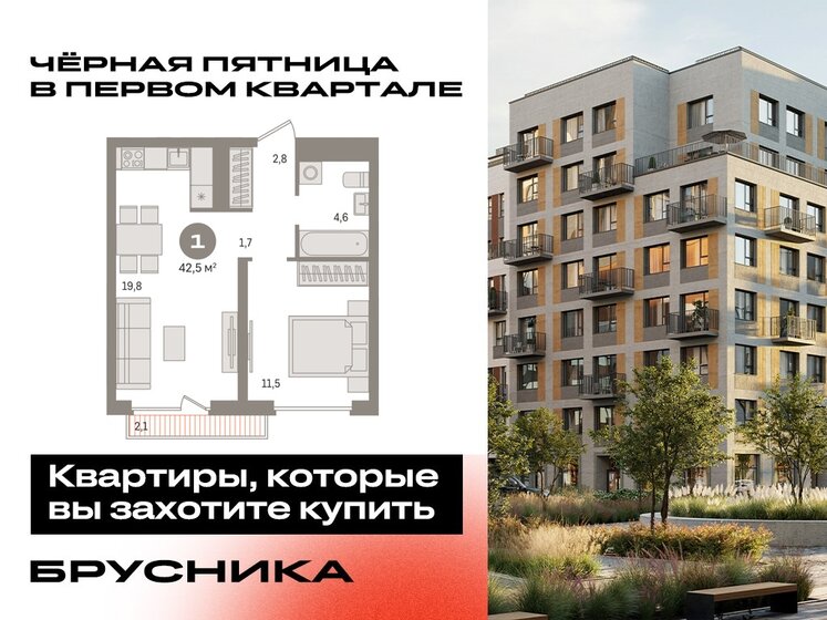 45,4 м², 1-комнатная квартира 9 830 000 ₽ - изображение 21