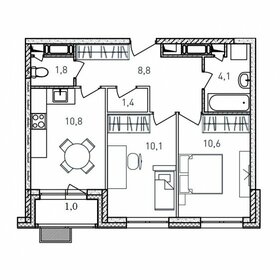 Квартира 48,6 м², 2-комнатная - изображение 1