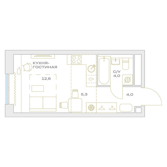 25,8 м², квартира-студия 5 956 966 ₽ - изображение 51