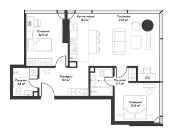 Квартира 72 м², 2-комнатная - изображение 2