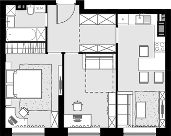 Квартира 55,4 м², 2-комнатные - изображение 1