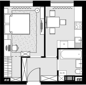 Квартира 53 м², 2-комнатные - изображение 1