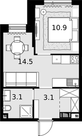 Квартира 33,6 м², 1-комнатная - изображение 1