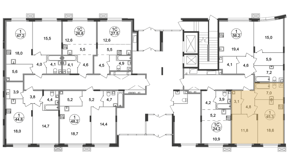 41,6 м², 1-комнатная квартира 11 839 042 ₽ - изображение 35