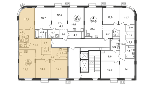 Квартира 102,2 м², 3-комнатная - изображение 2