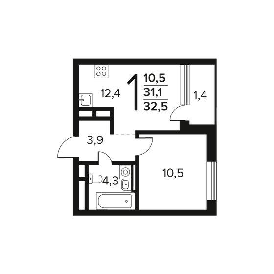 33,5 м², апартаменты-студия 5 762 000 ₽ - изображение 91