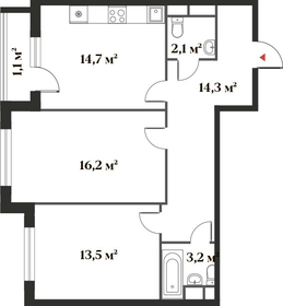 Квартира 64,2 м², 2-комнатная - изображение 1