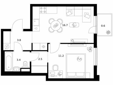 Квартира 38,2 м², 1-комнатная - изображение 1