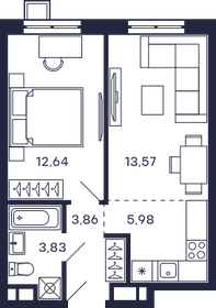 Квартира 39,9 м², 1-комнатная - изображение 1