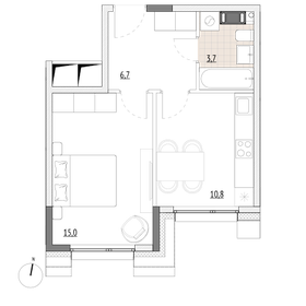 Квартира 36,2 м², 1-комнатные - изображение 1