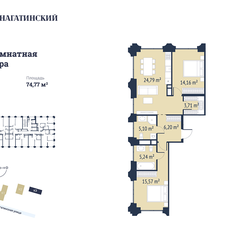 Квартира 74,7 м², 2-комнатная - изображение 2