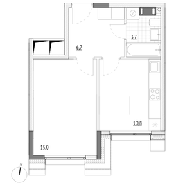 Квартира 36,2 м², 1-комнатные - изображение 2