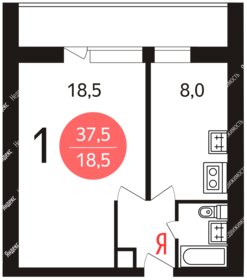 Квартира 40 м², 1-комнатная - изображение 1