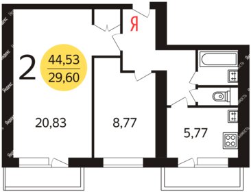 Квартира 45 м², 2-комнатная - изображение 1