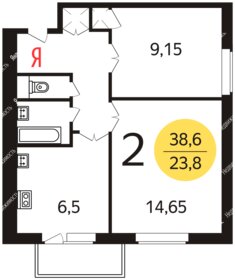 Квартира 40 м², 2-комнатная - изображение 1